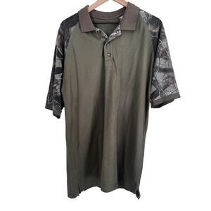 Cabela's Mens Green Short Sleeve Camouflage Accent Polo Size Medium